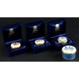 Four Royal Worcester Connoisseur collection porcelain boxes, each decorated with botanical specimens