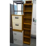 Two metal, two drawer filing cabinets.