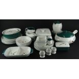 Various items of Denby Green Wheat pattern dinner ware, to include casserole dish and cover, serving