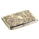 A late Victorian silver cigarette case, case with putti, scrolls, etc., surrounding a cartouche