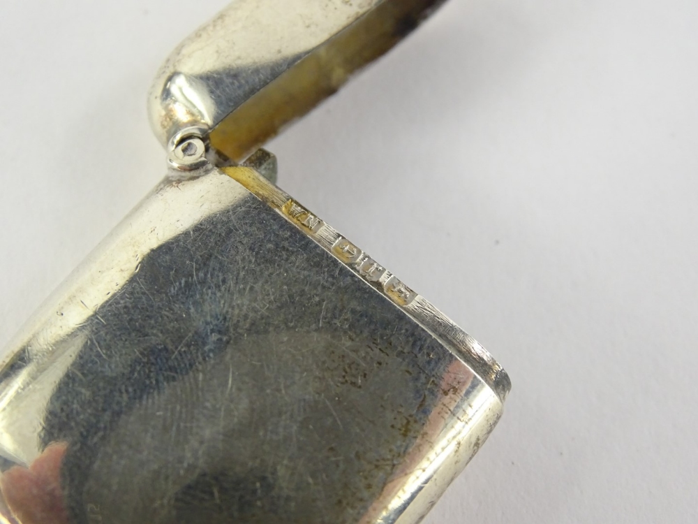 Two silver Vesta cases, one with engraved decoration, the other of plain form, Birmingham 1916 and - Image 2 of 2