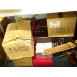 A large quantity of boxed everyday Reidel wine glasses, various sizes, Dartington Crystal etc.