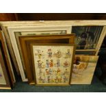 Framed prints, after Turner, Seurat, Les Buveurs, etc. (8).