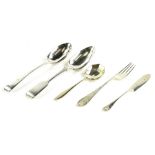 A collection of silver cutlery, various patterns and dates, to include dessert spoons, butter knife,