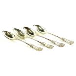 A set of four Scottish Victorian silver Kings pattern teaspoons, engraved with initial A, Glasgow
