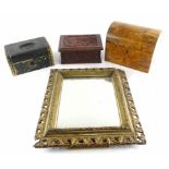 A collection of items, to include a rectangular gilt wall mirror, a Victorian walnut domed tea