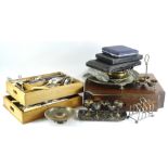 A quantity of silver plated items, to include a salver, engraved waiter, coaster, cutlery boxes,