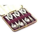 A set of six Elizabeth II silver Old English pattern teaspoons, in a fitted case, Sheffield 1955,
