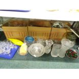 A large quantity of cut and other glass, miscellaneous pottery, etc., to include a bowl decorated