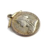 A silver 1837 coin pendant, depicting Queen Victoria both young and older head, with attached silver