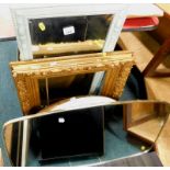 Various wall mirrors, to include a metal framed mirror, oak wall mirror, pale green painted