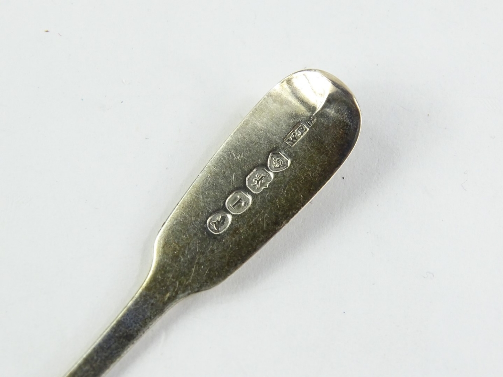 A set of six William IV silver fiddle pattern teaspoons, each engraved with the initial H, London - Image 2 of 2