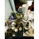 Miscellaneous items, to include floral collectors plates, a Thai ceramic coffee set with green