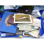 Postcards and photographs, books and wallets. (1 tray)