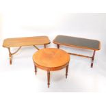 A Reprodux mahogany coffee table, with leather insert, 92cm wide., together with another coffee
