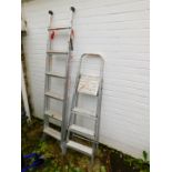 Two aluminium step ladders.