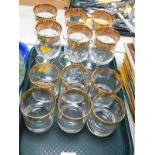 An Interglass Florence style part suite of table glass ware, comprising six wine glasses and six