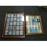 Framed players cigarette cards, Bristish naval craft, together with 1988 Fleer Record Setters cards,