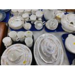A Mayfair porcelain part dinner, tea and coffee service, decorated with flowers. (3 trays plus)