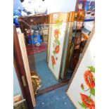 A clear and amber glass rectangular wall mirror, with engraved floral decoration, 85cm high, 56cm