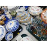 A Sutherland bone china part dinner service, decorated in the Evesham pattern, blue and white