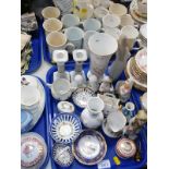 Pottery and porcelain, including an Arthur Wood floral jug, dressing table and royal commemorative