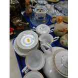 A Chodziez porcelain part tea service, together with a Wood & Sons Yuan blue and white teapot,