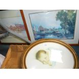 An oval framed nursery print of a baby, After Lilian Rowles, two Glenda Rae prints and After