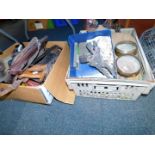 A paraffin burner, a two tone telephone, leather gaiters, saw, blow torch, other tools, etc. (2