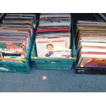 LP and single records, country music, easy listening and classical. (3 crates)