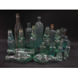 Victorian and later glass bottles, including lemonade bottles, Schweppes moulded glass bottle, jars,