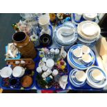 Cordon Blu blue banded pottery dinner plates, bowls, cups and saucers, etc., further ceramics,