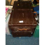 A pair of vintage laundry boxes, painted brown, 54cm wide.