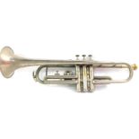 A silver plated trumpet, 50.5cm wide.