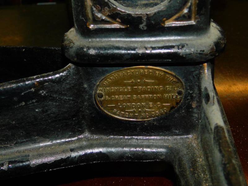 A Victorian cast iron invalid table, with a mahogany top bears label 'Manufactured by Wingygle - Image 2 of 2