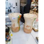 A pair of Beswick pottery vases, moulded and painted with romantic ruins, No 545, impressed and