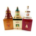 Three Bells Old Scotch Whiskey decanters, boxed, comprising 1998, 1999 and 2000.£30-50