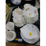 Mixed Shelley porcelain, to include tea wares, floral decorated soup cups, saucers, etc. (1 tray)