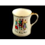 A Crown Devon Fieldings pottery musical tankard Auld Lang Syne.