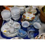 Wedgwood porcelain dressing table items, decorated in the Chinese Legend pattern, Wedgwood