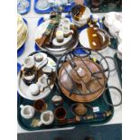 A Dedza Malawi pottery part dinner service, together with a copper and wooden raclette burner,