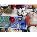 Table and decorative glass ware, to include paperweights, horse sculpture, vases, drinking glasses