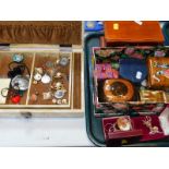 Costume jewellery, including pendants, and earrings, two jewellery boxes, further boxes, etc. (1