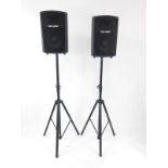 A pair of Carlsbro Gamma 10/250 passive speakers, with stands. (4)