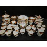 A Royal Albert porcelain part tea and dinner service, decorated in the Old Country Roses pattern,