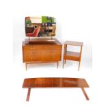 A Nathan teak dressing chest, with a swing frame mirror, over two short above two long drawers,