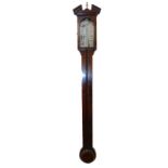 A J Blatt of Brighton replica mahogany stick barometer, with sliding vernier and thermometer,