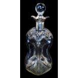 A George V decanter, with silver collar and orb stopper of inverted rectangular form with an upper