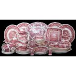 A 20thC Enoch Wedgwood Royal Homes of Britain redware transfer printed part dinner service, to