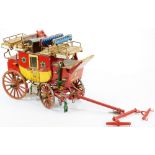 A scratch built model of a Royal Mail coach, with removable items including a step ladder and travel